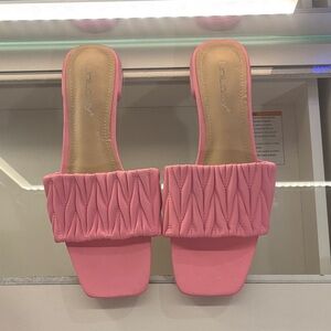 Elegant Pink Quilted Slide Sandals